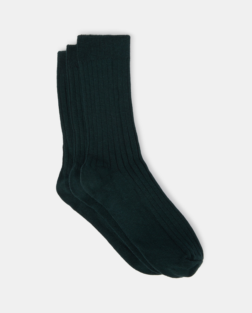 Pack de 3 calcetines infantiles de canalé Verde oscuro-1