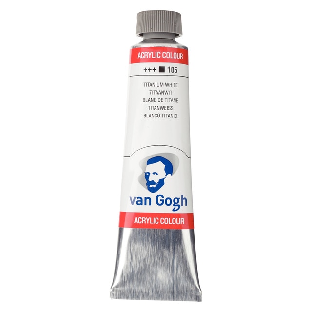 Tubo de Pintura Acrílica de 40 ml Van Gogh Color Blanco de Titanio.