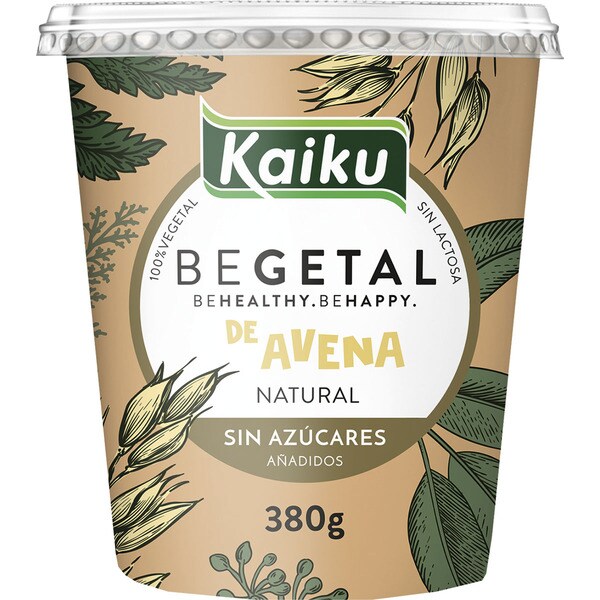 KAIKU Begetal especialidad vegetal de avena natural sin azúcares añadidos envase 380 g sin lactosa
