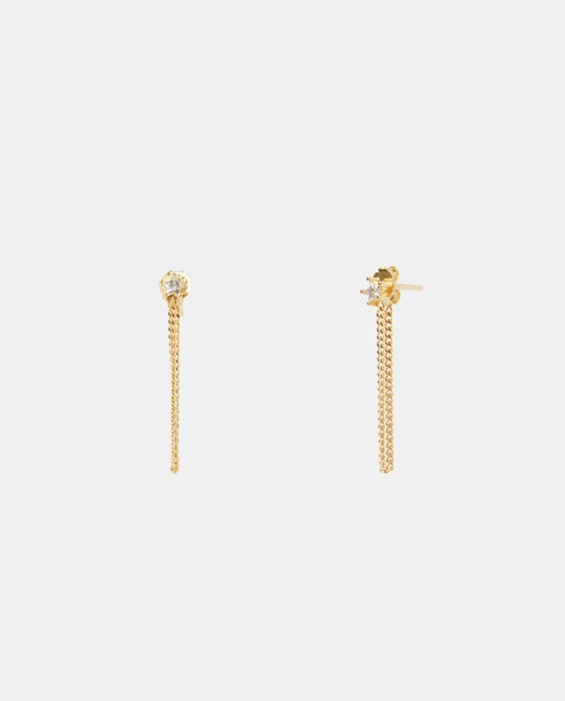 Pendientes largos cadena de plata dorada