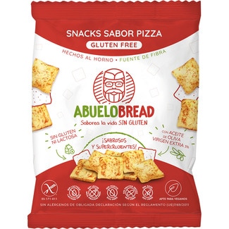 ABUELOBREAD pizza flavour bread snack with EVOO, gluten-free and lactose-free bag 50 g