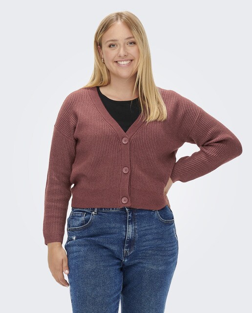 Cardigan Femme En Tricot Côtelé - Col Rond Boutonné - Poches - Printemps/Automne - SMILING PINKER