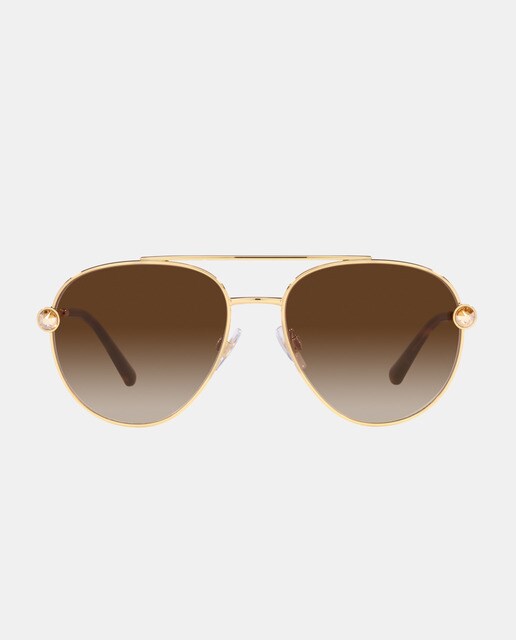 Gafas de sol de mujer aviador de metal en dorado con doble puente