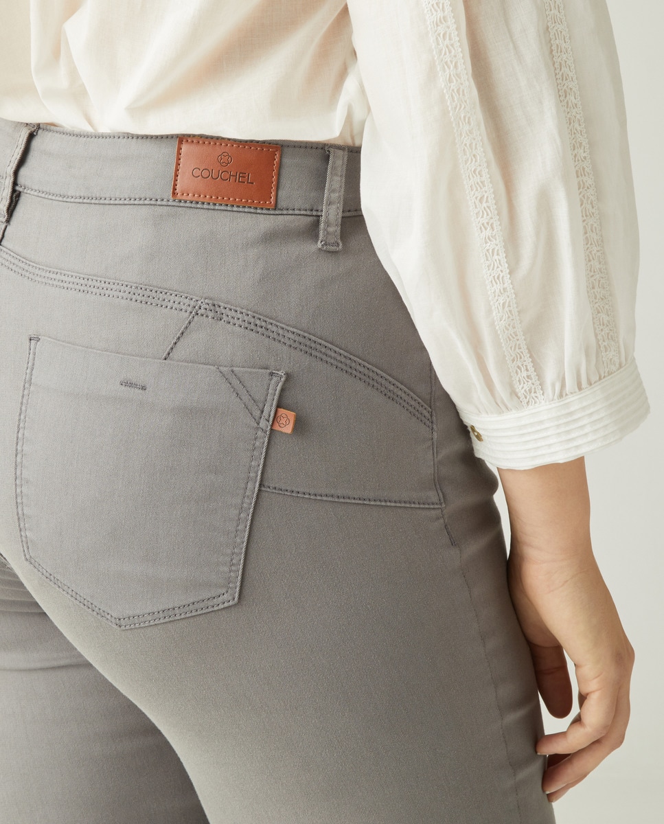 Calças Semi Skinny Push-Up Cinzento-6