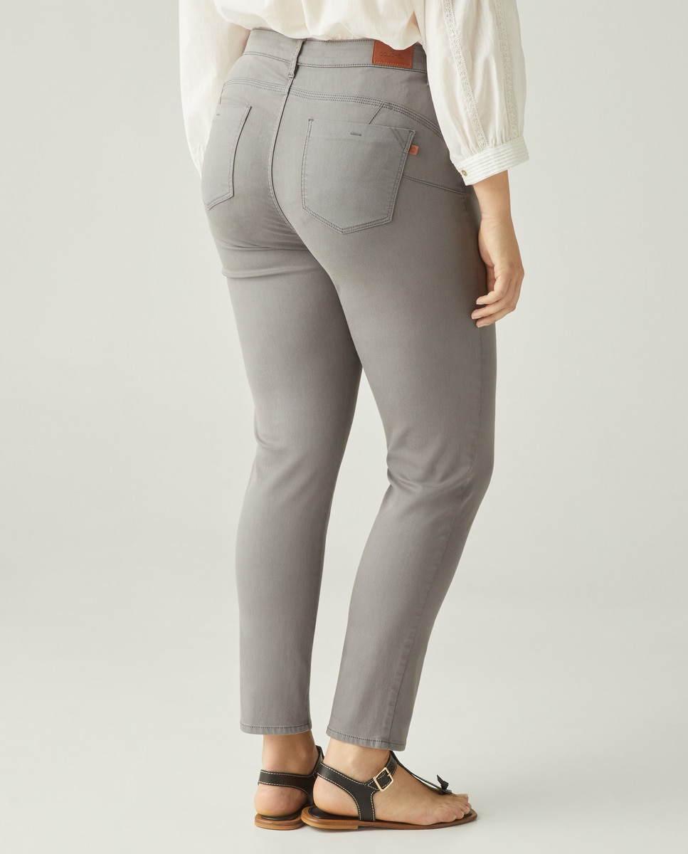 Calças Semi Skinny Push-Up Cinzento-3