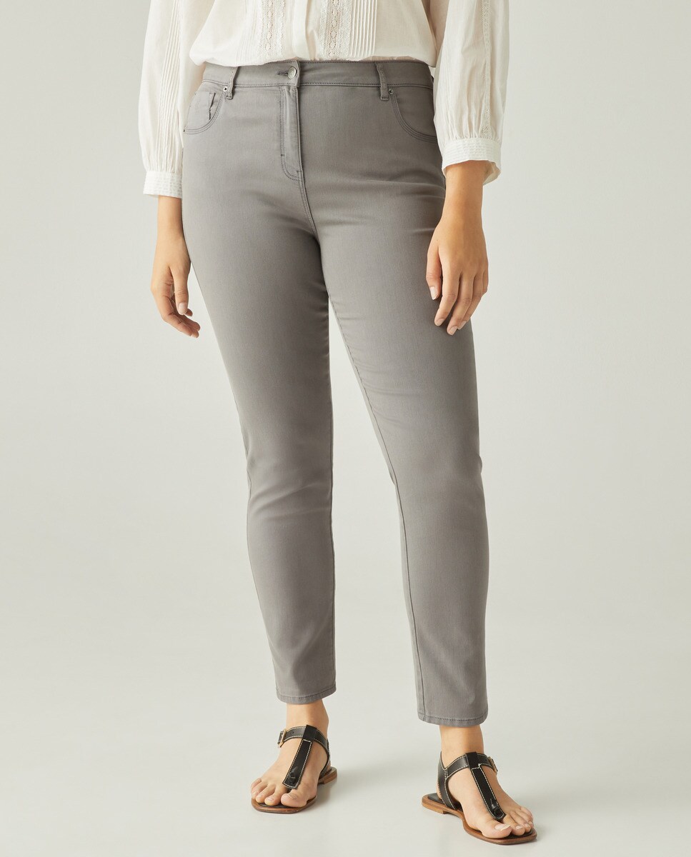 Calças Semi Skinny Push-Up Cinzento-2