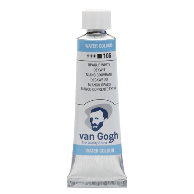 Tubo de pintura de acuarela de 10 ml Van Gogh color blanco.