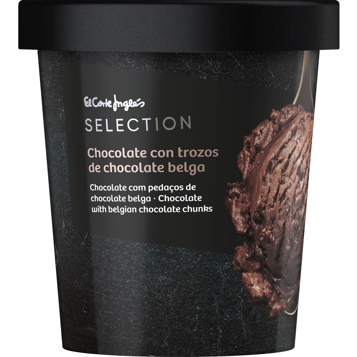 Helado de chocolate con trozos de chocolate belga tarrina 500 ml · EL CORTE INGLES SELECTION