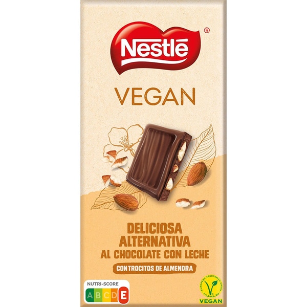 NESTLE VEGAN alternativa al chocolate con leche con trocitos de almendra tableta 90 g
