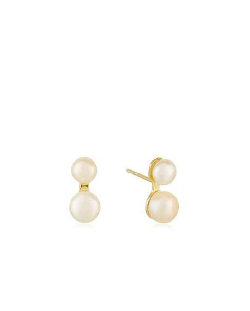 Pendientes Duo Perlas Naturales Oro
