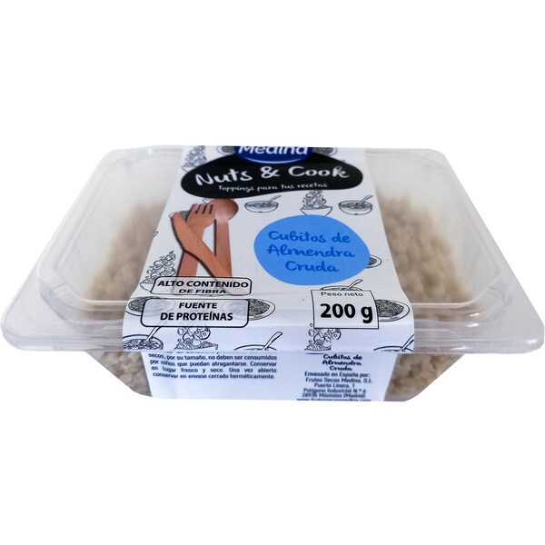 MEDINA almendra cruda en cubitos tarrina 200 g