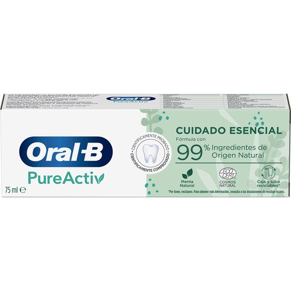 ORAL B PureActiv pasta de dientes Cuidado esencial sabor menta natural tubo 75 ml