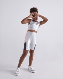 Girls' cycling leggings with iridescent seams