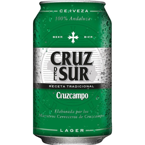 CRUZ DEL SUR cerveza rubia tipo Lager 100% andaluza lata 33 cl