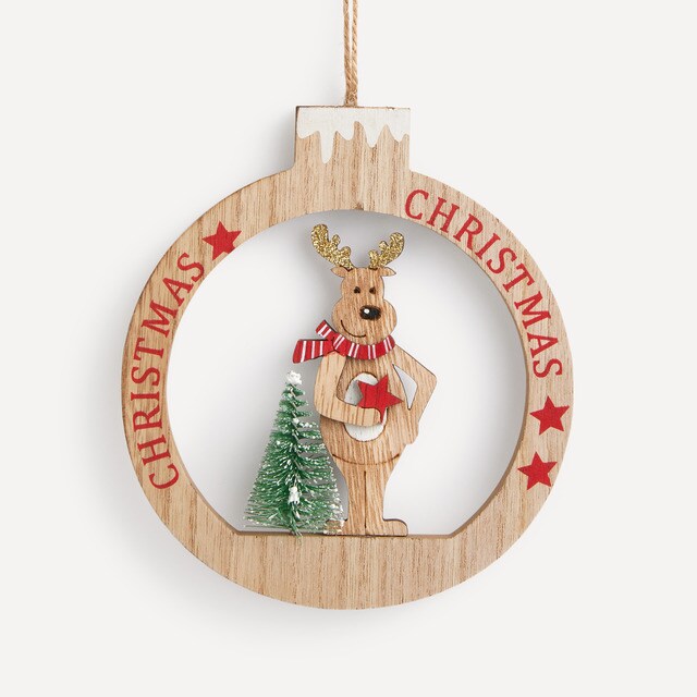 El Corte Inglés wooden wreath with deer Christmas ornament