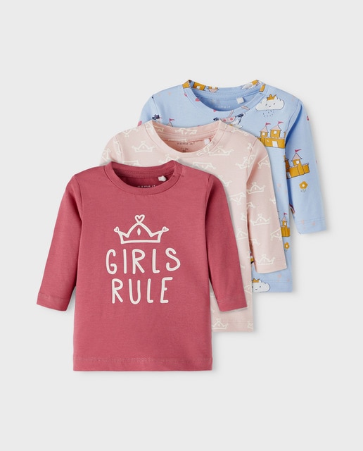 Pack de 3 camisetas de bebé niña
