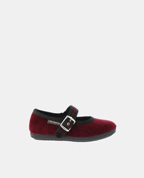 Girls red velvet Mary Janes with buckle fastening Children s