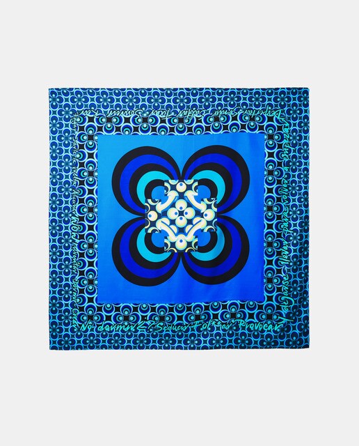 Foulard tons bleus imprimé géométrique