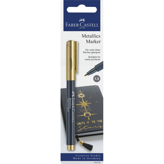 Blíster con 1 Unidad de Marcador Metálico Oro Faber-Castell.