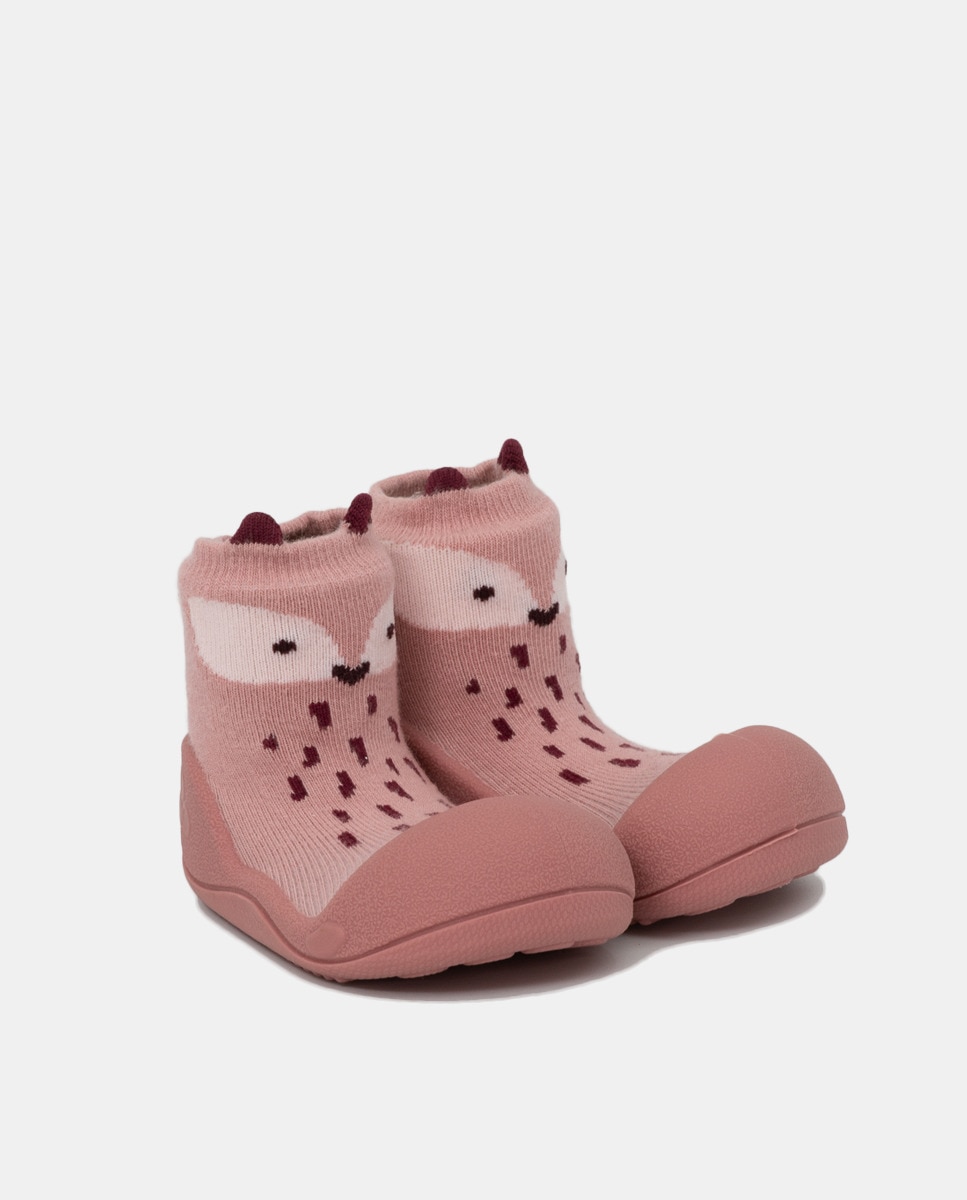 Botas de tricot de algodão de bebé Attipas Rosa-3