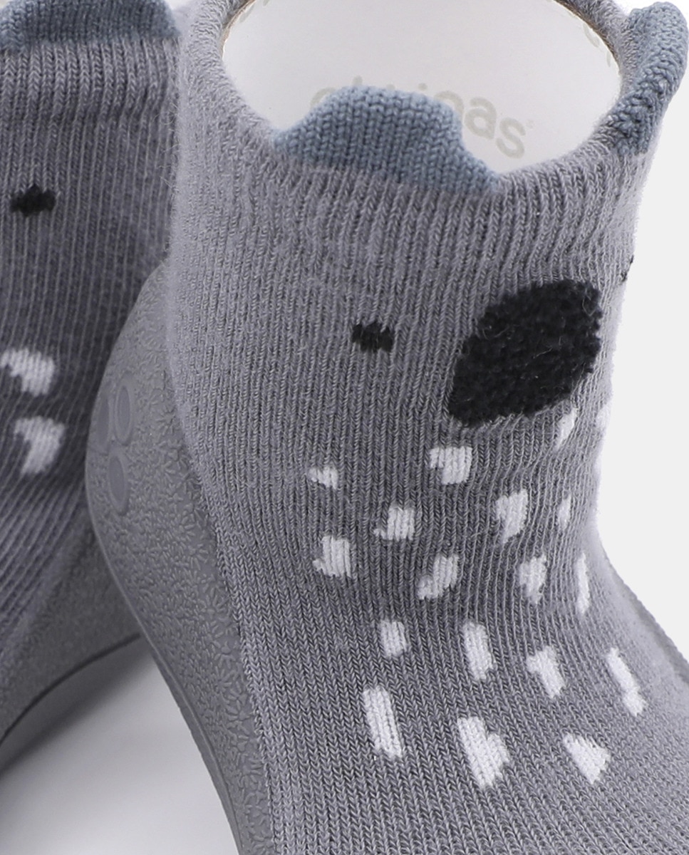 Pantufas de Bebé com Desenho de Coala e em Algodão - Cinzento Attipas Cinzento-4