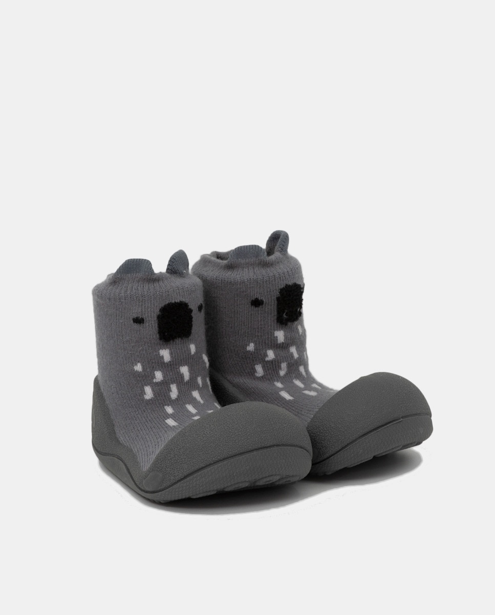Pantufas de Bebé com Desenho de Coala e em Algodão - Cinzento Attipas Cinzento-3