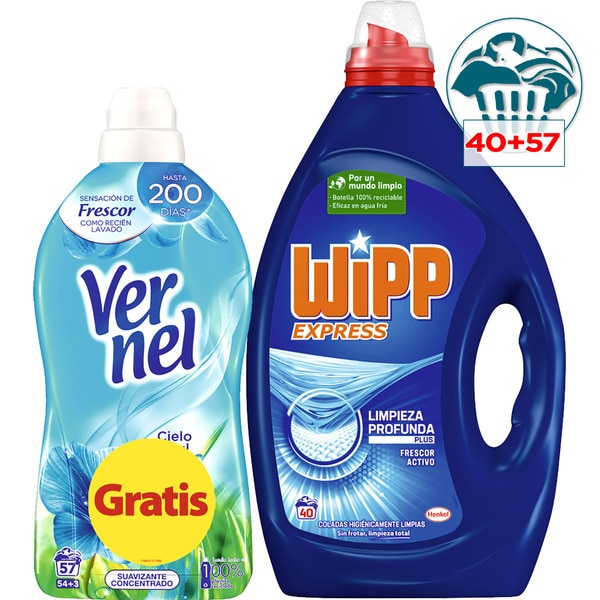 Washing machine detergent liquid blue gel bottle 40 dose · WIPP EXPRESS