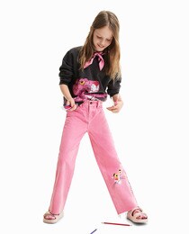 Jean fille flare Pink Panther