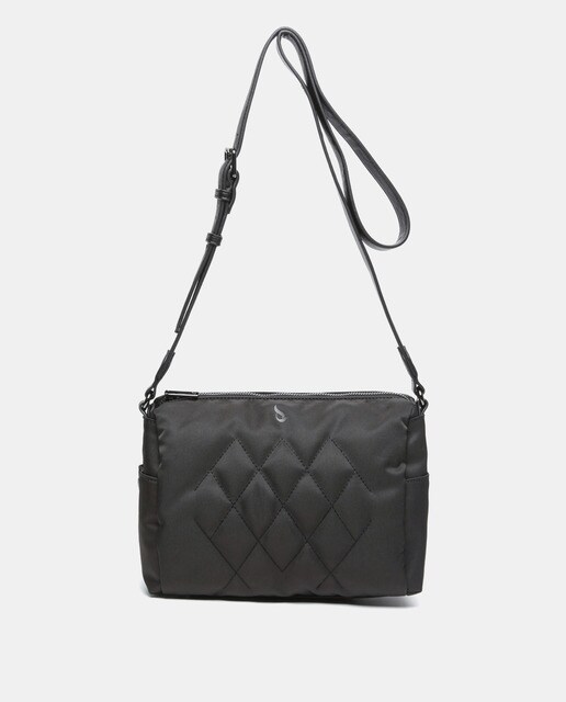 Small black crossbody bag made from recycled materials · Women's