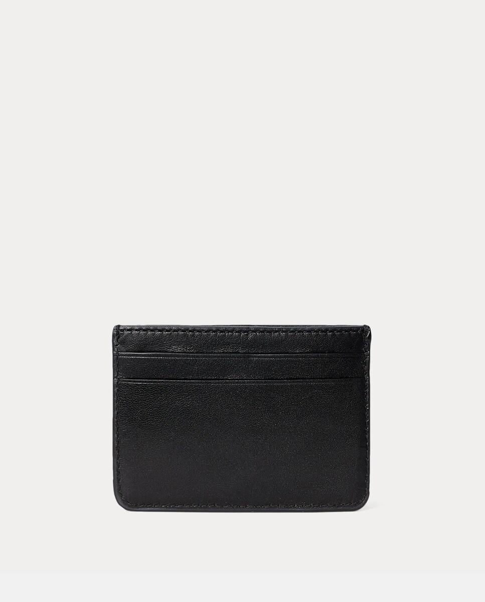 Porta-Cartões com Logótipo Dourado e em Pele Preto-2