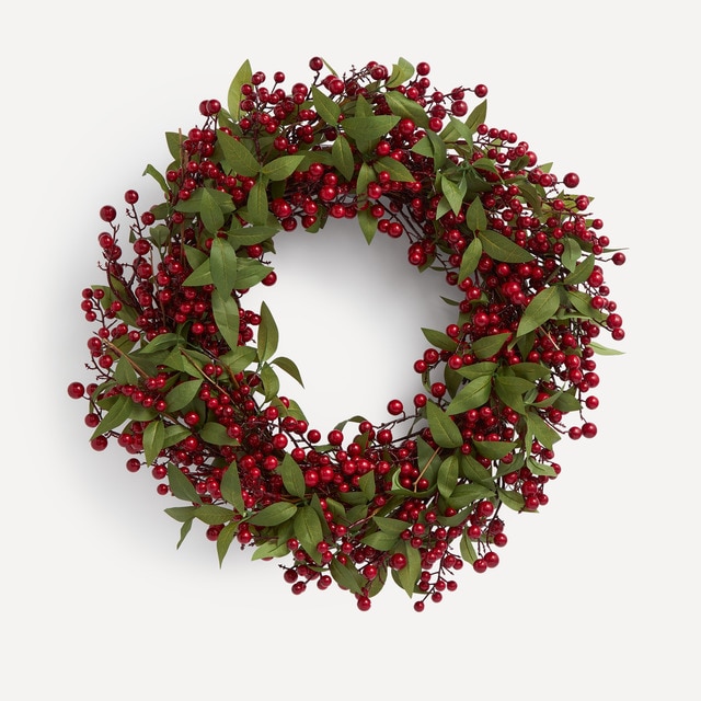 Corona de bayas rojas y hojas de laurel Navidad El Corte Inglés