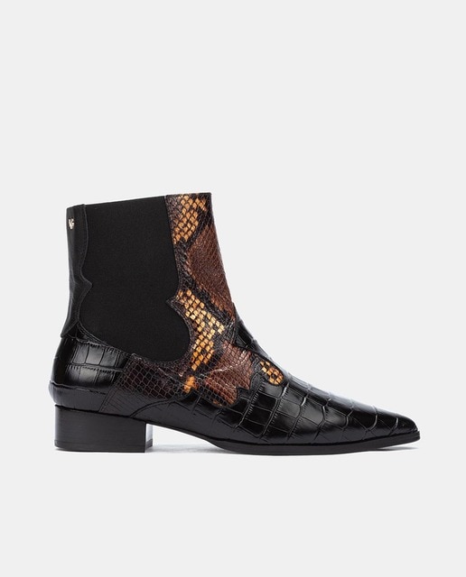 crocodile print chelsea boots