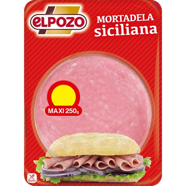 Sliced maxi Sicilian mortadella glutenfree container 250 g · ELPOZO