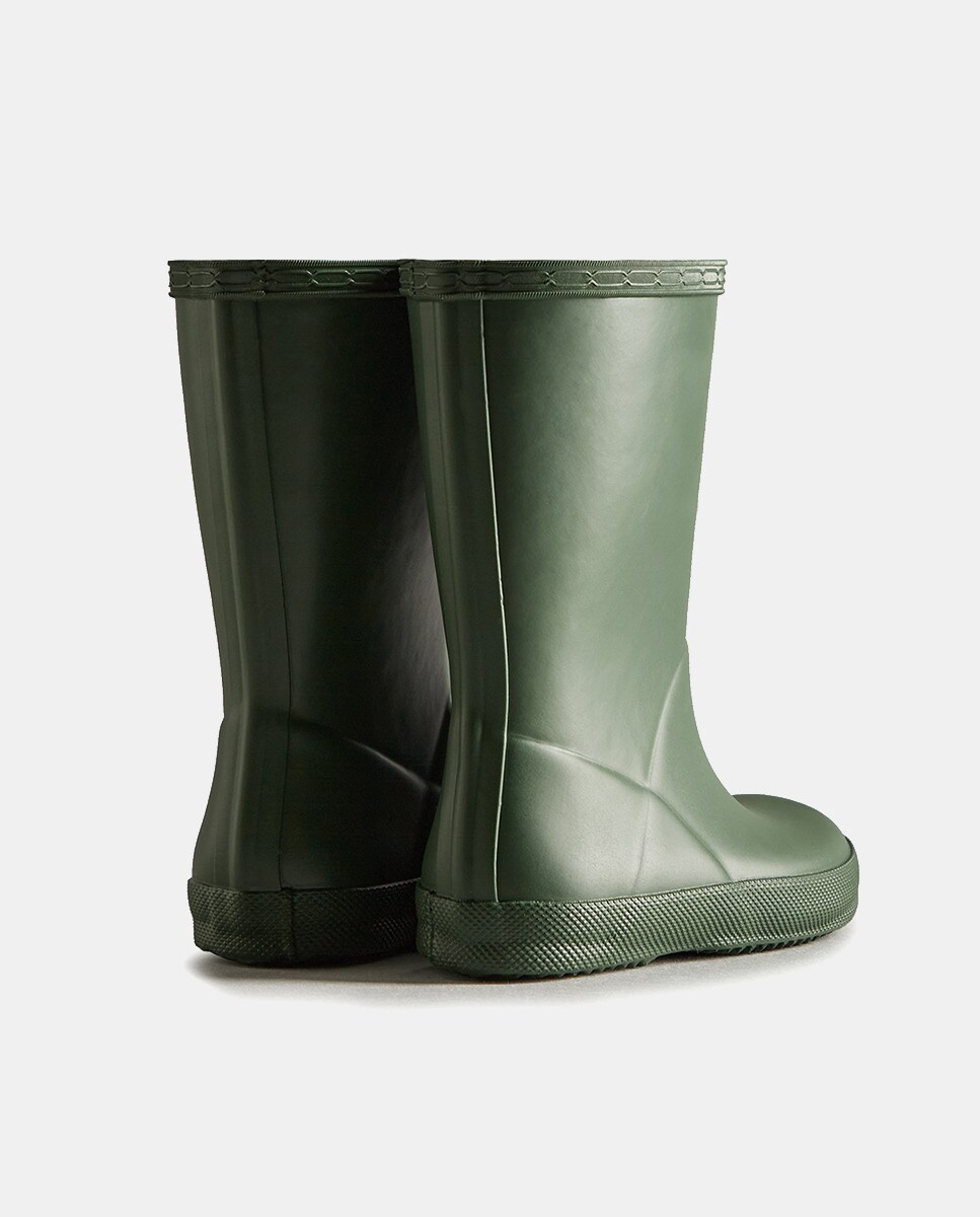 Galochas Original de Criança com Acabamento Mate e Detalhe de Logótipo Hunter Verde-militar-2