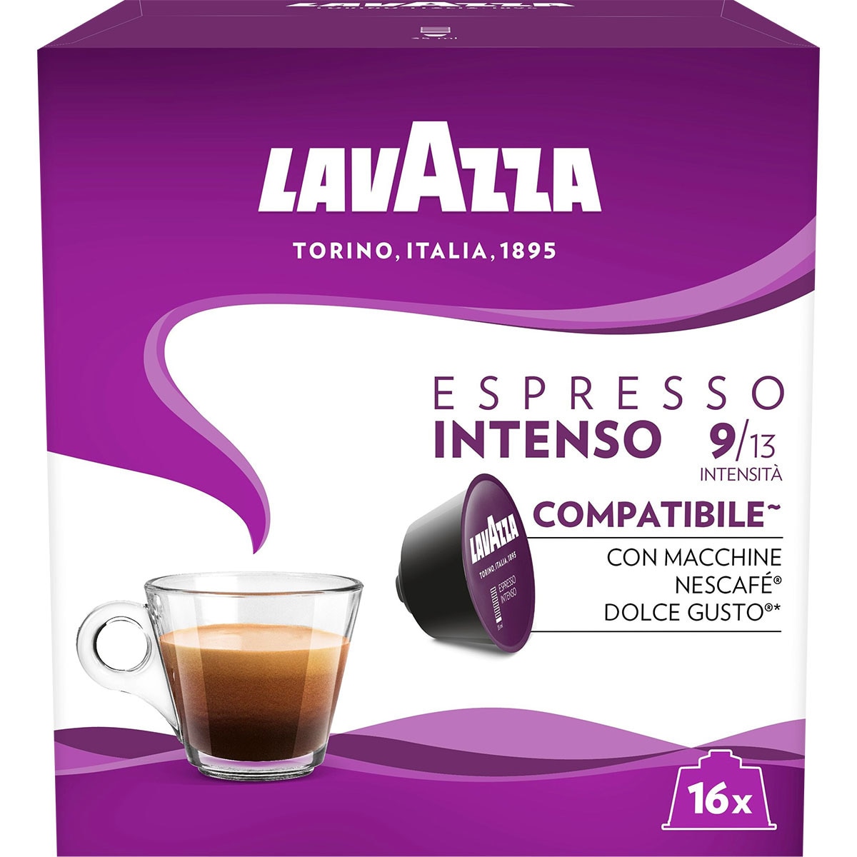Intense espresso coffee intensity 9/13 case 16 capsules compatible with Dolce Gusto coffee