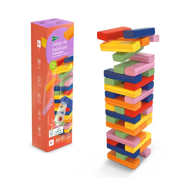 Juego de habilidad de madera sostenible Bloques Tambaleo color El Corte Inglés