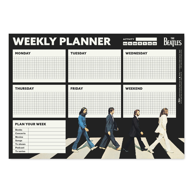 Bloc Planificador Semanal A4 The Beatles Erik Negro Inglés