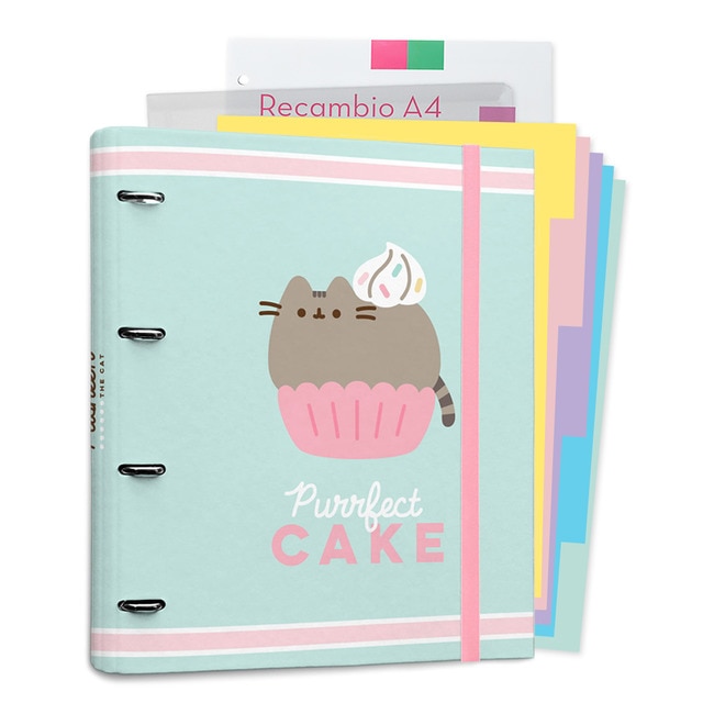 Carpeta de 4 Anillas Pusheen Foodie Collection Grupo Erik Editores Verde.
