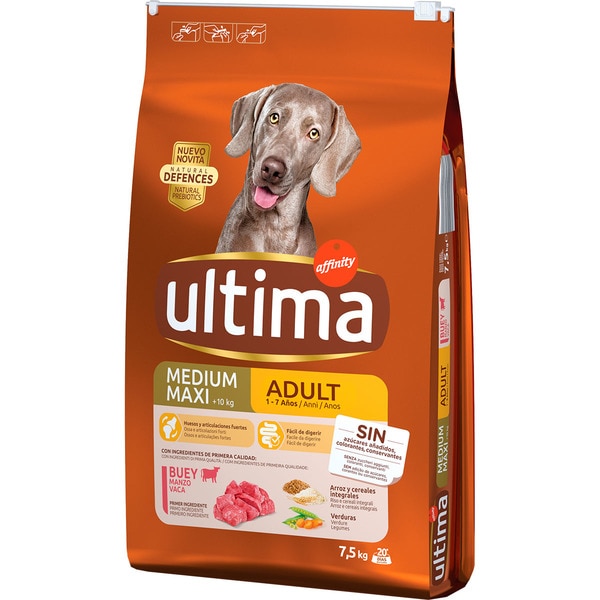 Medium Maxi Adult dog food with ox for medium and large adult dogs bag 7,5 kg