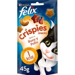 Crispies snacks para gatos con sabor a buey y pollo bolsa 45 g