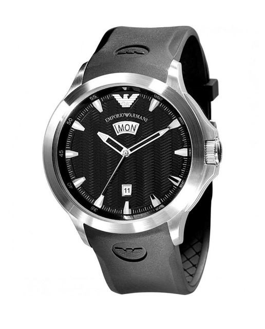 Reloj analógico hombre caucho - negro