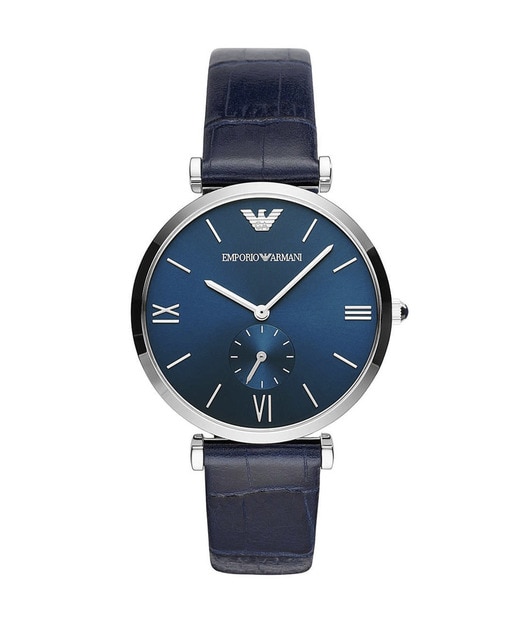 Reloj analógico hombre piel - azul