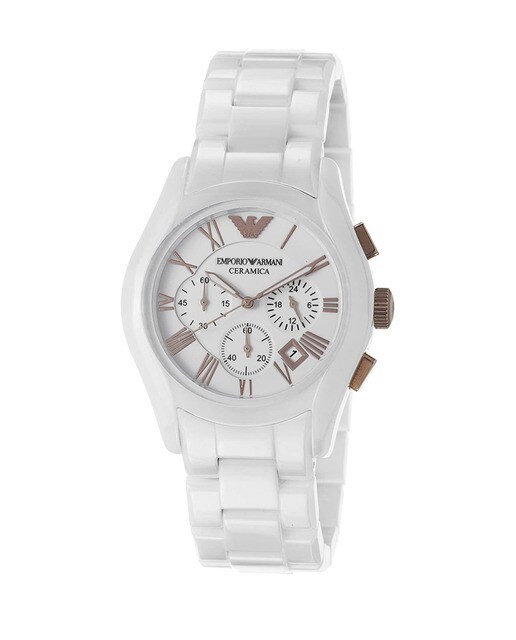 Reloj anaógico hombre cerámica - blanco
