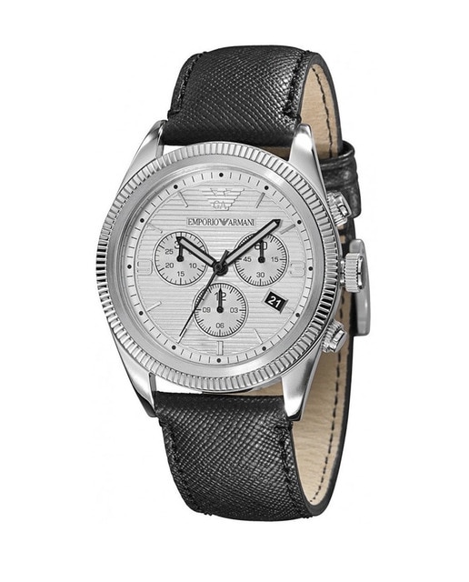 Reloj analógico hombre piel - negro