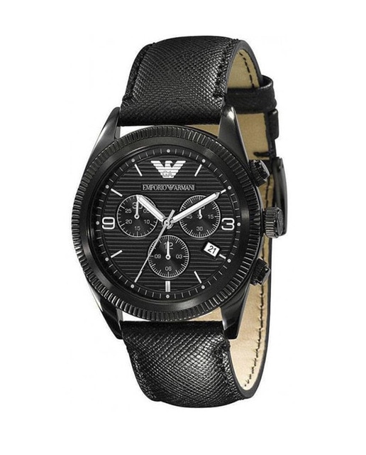 Reloj analógico hombre piel - negro