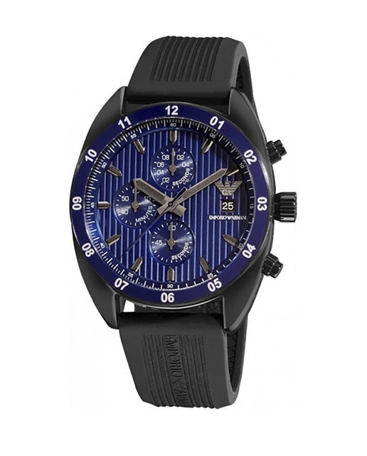 Reloj analógico hombre caucho - negro