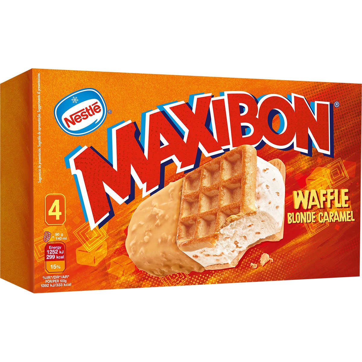 helado Waffle sándwich nata con trocitos de azúcar caramelizados salados y galleta 560 ml