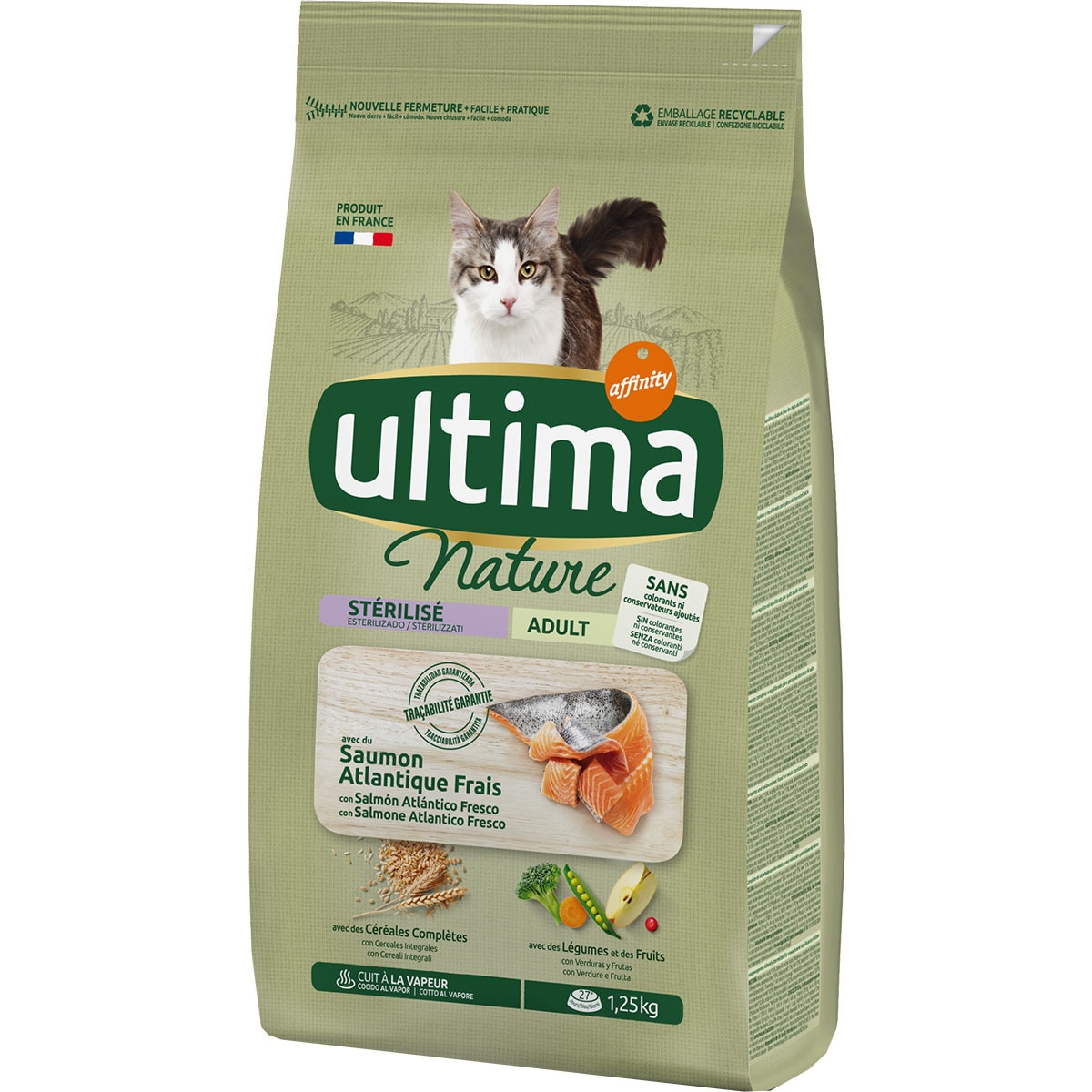 Nature Sterilised Adult cat food with salmon for sterilised adult cats bag 1,25 kg · ULTIMA