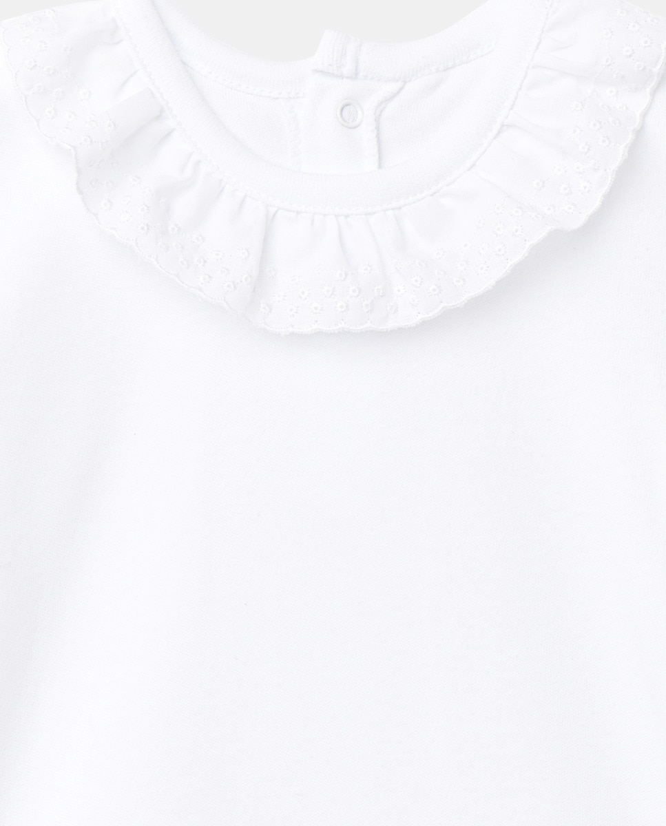 Body de Bebé com Manga Curta e Gola com Rendilhado - Branco Cotton Juice Branco-3