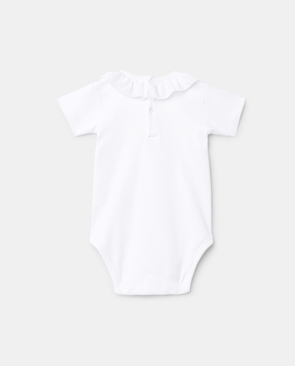 Body de Bebé com Manga Curta e Gola com Rendilhado - Branco Cotton Juice Branco-2
